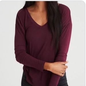 Maroon American Eagle Long sleeve shirt.